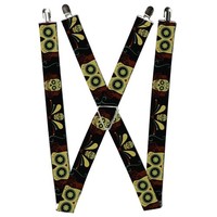 Buckle-Down Suspenders, Sugar Skulls Black Olive Burgundy 1.5-Inch W (Us Import)