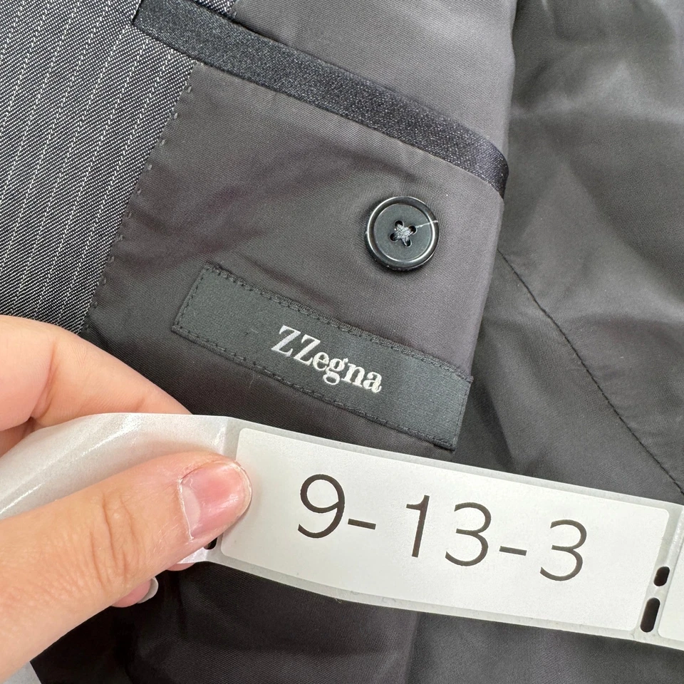 Blazer Z Zegna Para Hombre Talla 50L Gris Rayas Chaqueta Ciudad Lana Mohair Gota 74 Foto 3 de 4