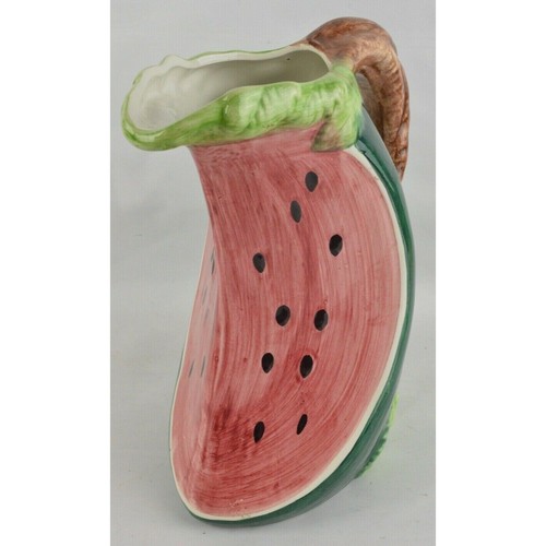 Ceramic Pitcher Jar Watermelon Slice Shape Made In Italy Hand Painted Majolica - Picture 5 of 12