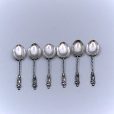 William Devenport Sterling Silver Set of 6 Twist Handle Apostle Spoons No Monos