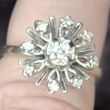 Antique 14k White Gold And Diamonds Snowflake...