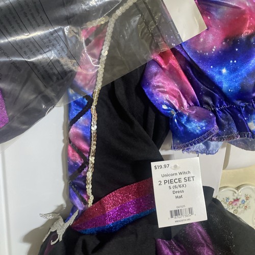 Costume vestito strega unicorno Way To Celebrate bambina taglia S (6-6X) & M Halloween nuovo - Foto 5 di 6