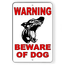 Warning Beware Of Dog Metal Sign Or Decal 6 SIZES attack beware security SBD13