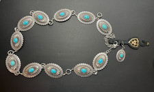 Ariat Silver Turquoise Concho Chain Link Ladies Belt XL NWT