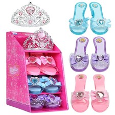 Girls Play Set Princess Dress Up Shoes and Tiara 3 Pairs of Shoes 1 Tiara...