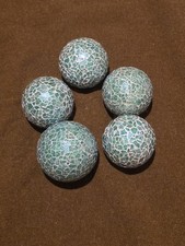 Set 5 Green Decorative Mosaic Crackle Glass Balls Orbs Centerpiece Sphere
