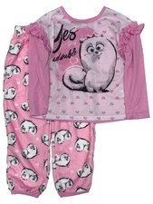 Secret Life of Pets Girls Long Sleeve Pink Fluffy Dog Sleep Set Pajamas 6