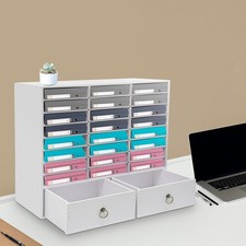 24-Compartment File Organizer Desktop Paper Holder Storage Cabinet w/ 2 Drawers