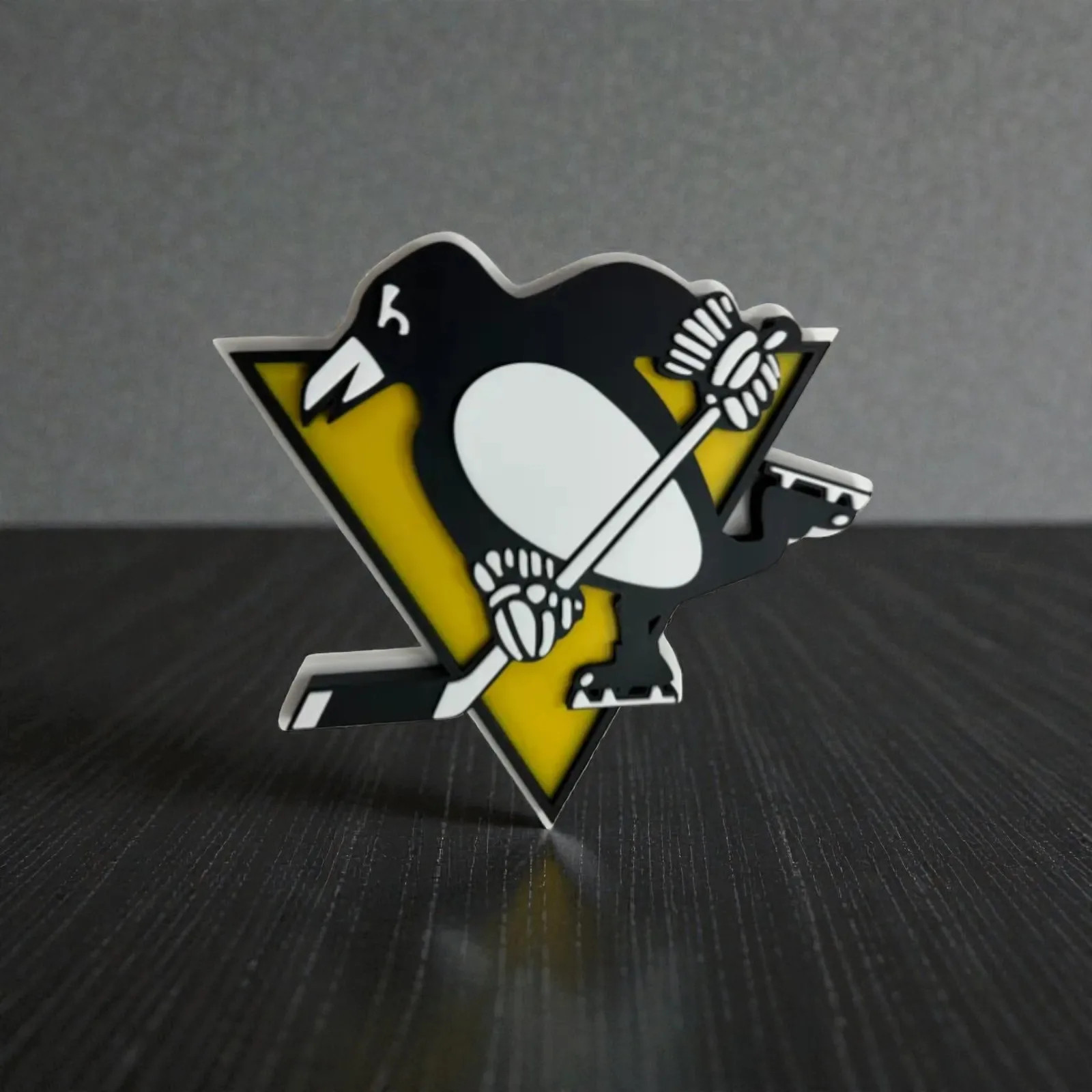 Penguins Pittsburgh NHL 3D Logo Sign Yellow Black Hockey Team Fan Display Decor