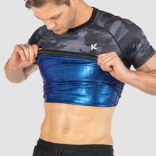 Kewlioo Men's Black Athletic Sauna Gym T-Shirt Camo Heat Trapping XL