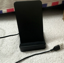 Black Qi Wireless Charging Stand, Matte Plastic Desktop Stand - Universal Phone