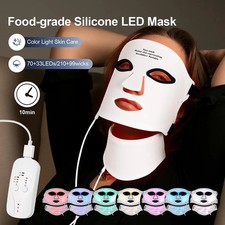 Silicone LED Mask Face With Neck 7 Colors LED Photon Red Light Infrared Therapy