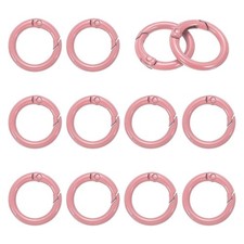 1" Spring O Rings, Spring Snap Keyring for Handbag, 12 Pack Pink
