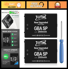 2-Pack High Capacity 2800mAh Rechargeable Battery for Game Boy Advance SP Tool