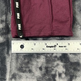 PINK Victoria's Secret Track Pants Womens Large Maroon Sequin Logo Tape Joggers
