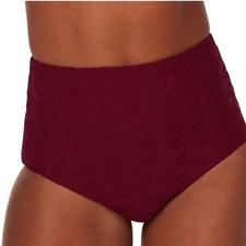 NWT Andie Swim Women's High Waisted Bikini Bottom Red Crochet Lace Medium 2503