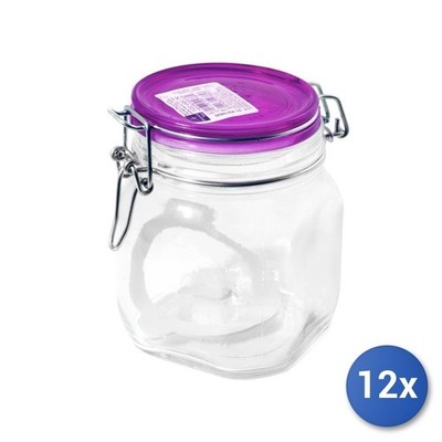 12 Glass Jars Fido Hermetic Seal Fuchsia 750ml Bormioli Rocco