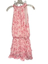 Mustard Seed Halter High Neck Smocked Waist Ruffle Trim Mini Dress Womens M S