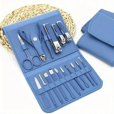 16pcs Professional Manicure Pedicure Set  Nail Clippers Kit with Travel Case