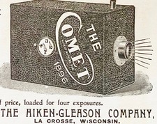 Antique 1896 THE COMET Box Camera Vtg Print Ad The Aiken-Gleason Co. LaCrosse,WI