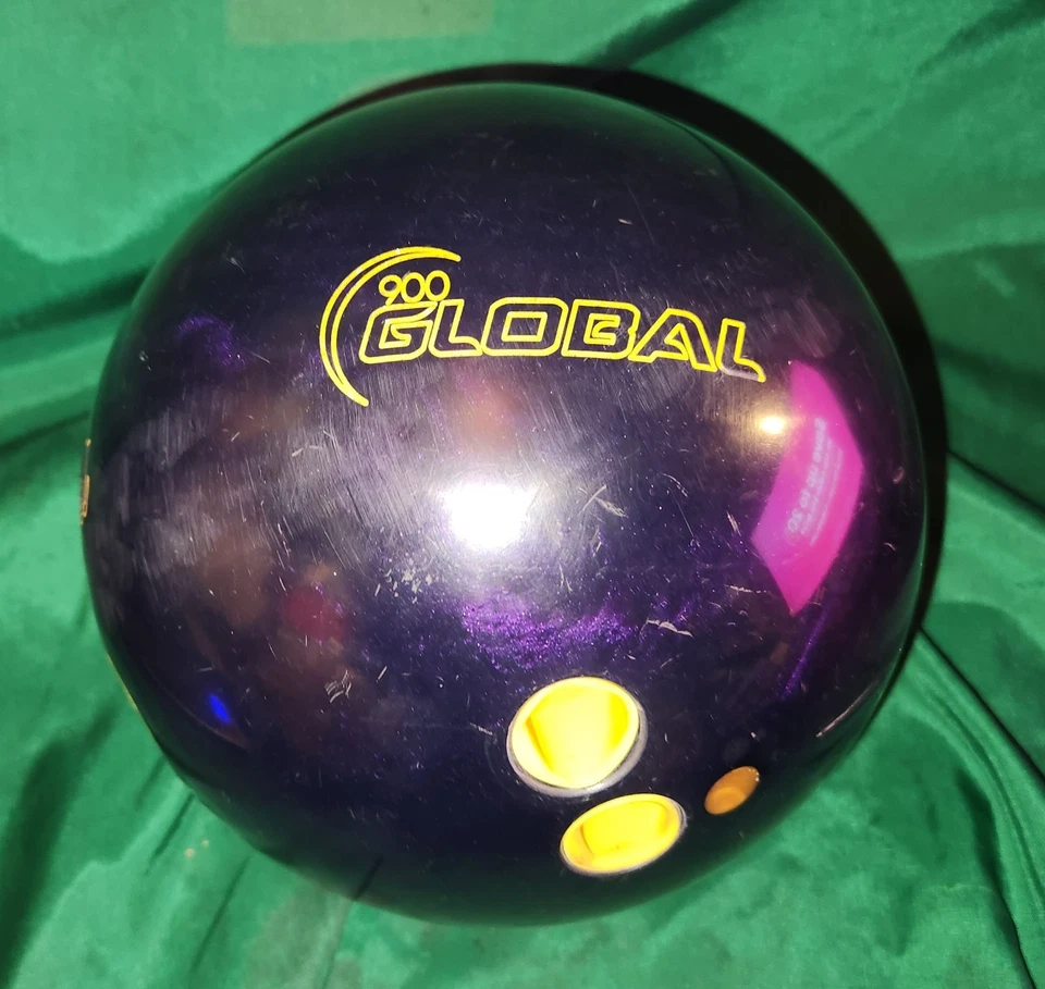 Bolas de boliche 900 Global Zen Gold Label 16 libras usadas envergadura 4 1/16 pulgadas Foto 3 de 4