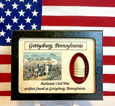 Dropped Civil War Bullet from Gettysburg in Matted COLOR Display Case with COA