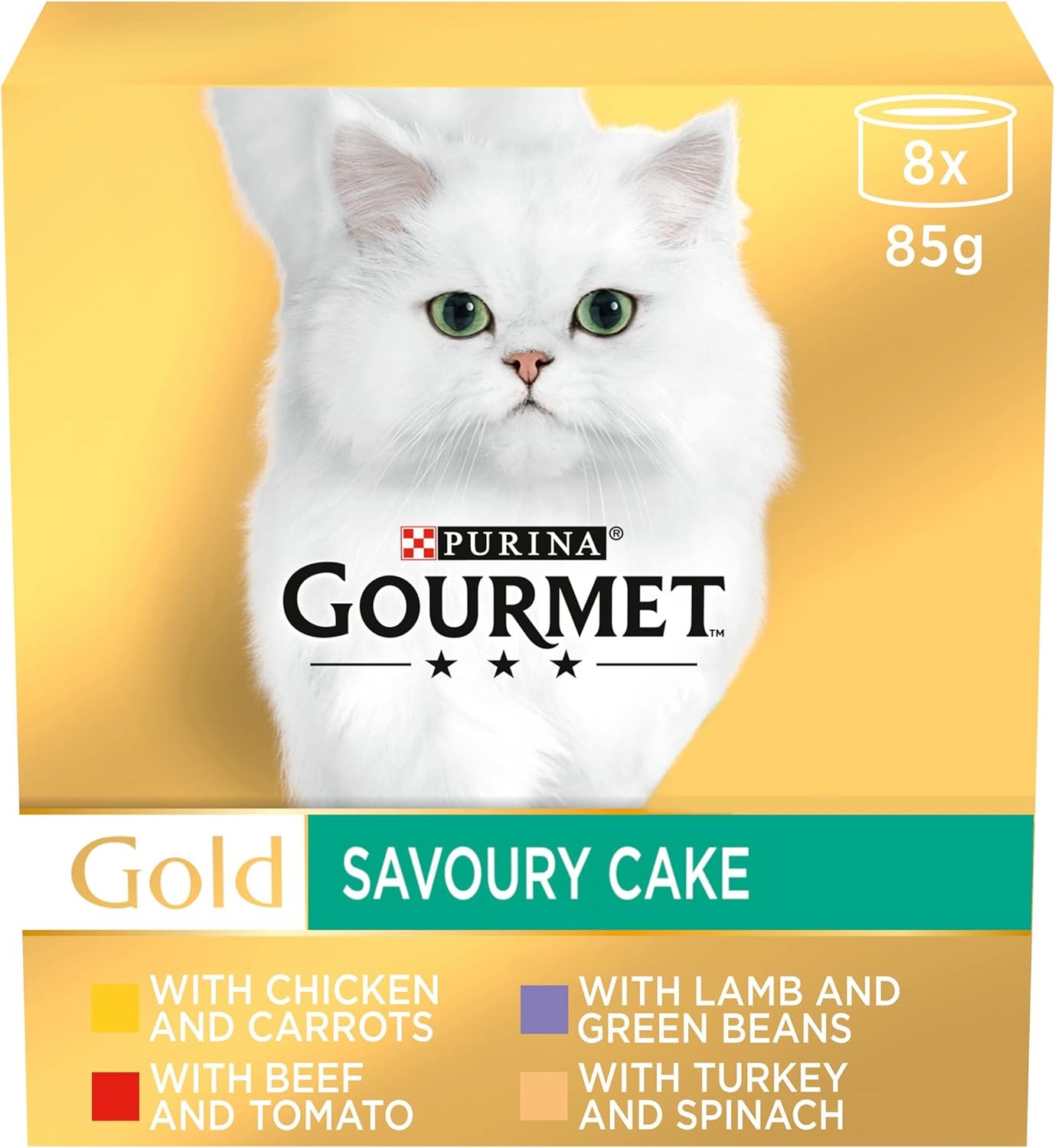 Gourmet Gold Savoury Cake Wet Cat Food 8x85g Cans Meat & Veg Variety Pack of 48