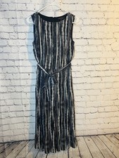 Banana Republic Women's Midi Dress Back Zip Closure Black White Stripes Size 2