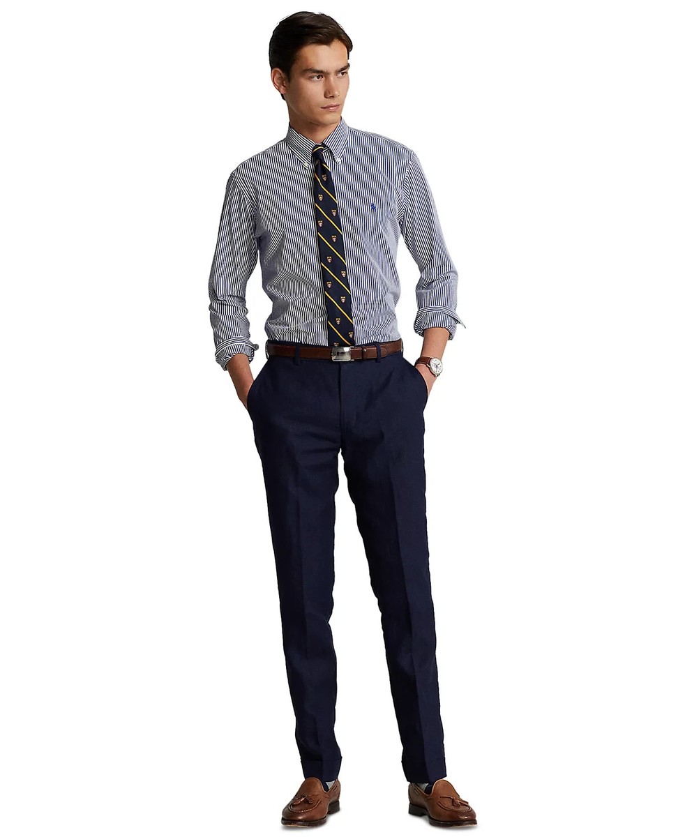 Polo Ralph Lauren Men navy blue linen suit trousers pants size 32