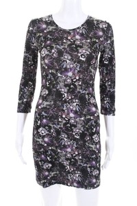 Emma-Cook-Womens-Long-Sleeve-Crew-Neck-Mini-Shift-Dress-Purple-Black-Size-12