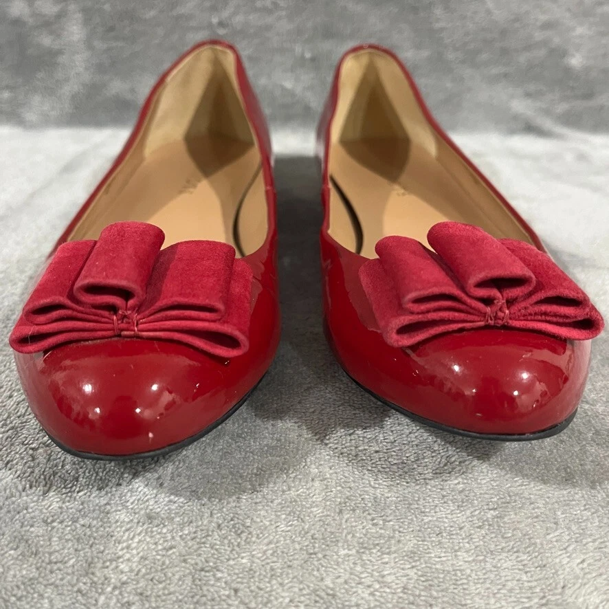 Talbots BRIANA4 TARTA FRAMBUESA Rojo Charol Gamuza Arco Ballet Planos Talla 7M Foto 4 de 4