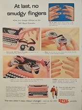 1956 Pink Royal Quiet Deluxe Typewriter Print Ad, Retro Art Unique  thumbnail