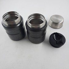 Thermos Stainless Steel Vacuum Insulated Food Jar Hot/Cold Gray 16oz VTG 4 Piece