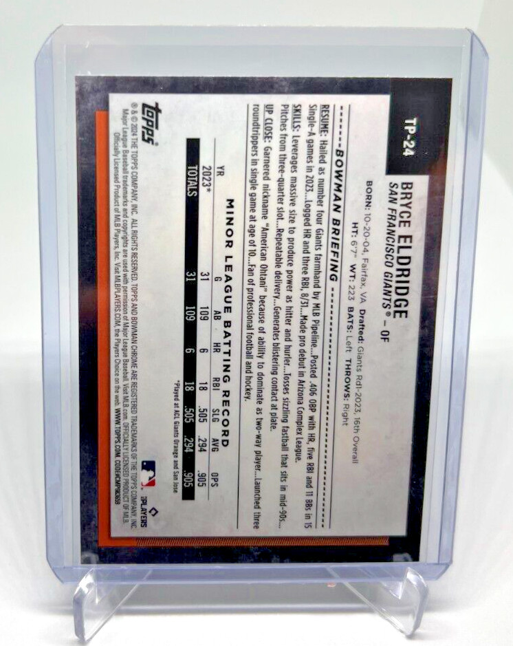 2024 Topps Bowman Chrome NSCC Wrapper Redemption BRYCE ELDRIDGE RC TP