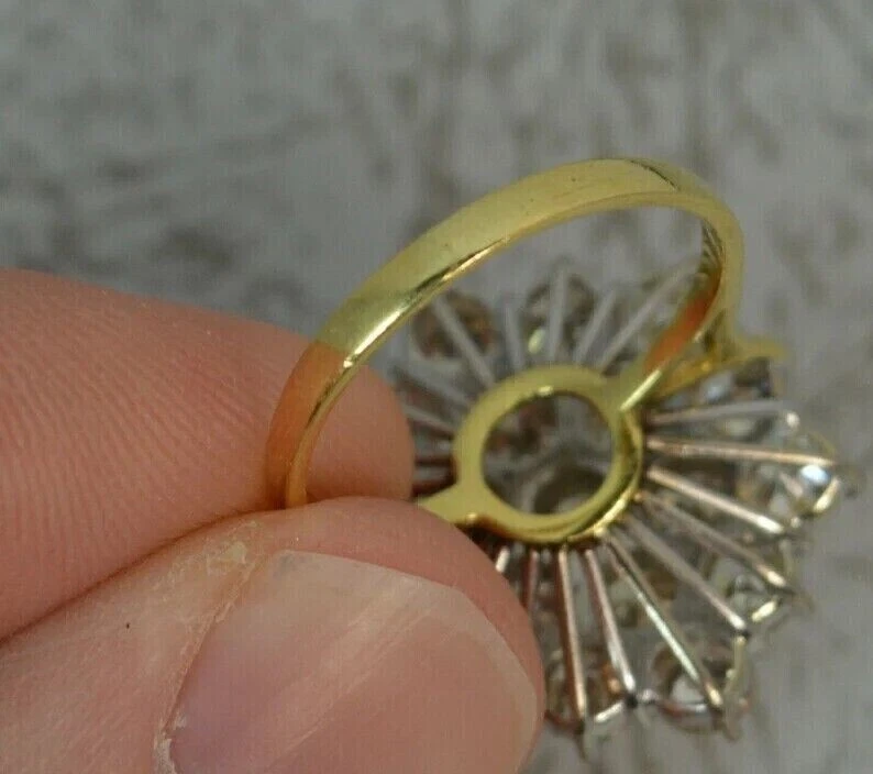 Real Moissanite 2.00Ct Round Cut Cluster Engagement Ring 14K Yellow Gold Finish - Image 4 of 4