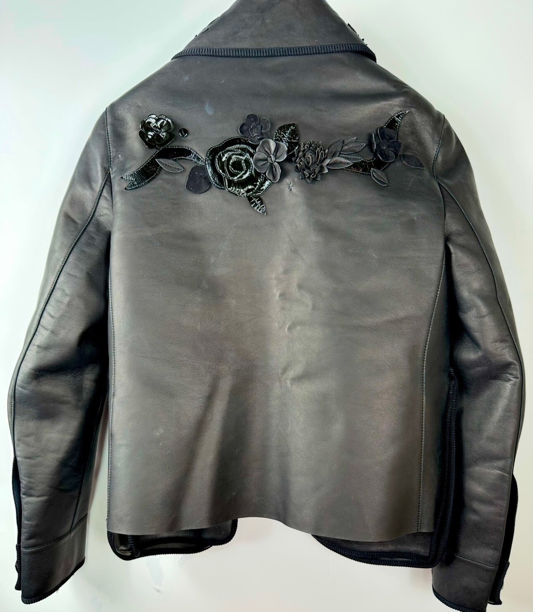 6K Fendi 2019 Black Faux Leather 3D Flower Jacket 36 38 40 0 6K Fendi 2019 Black Faux Leather 3D Flower Jacket 36 38 40 0