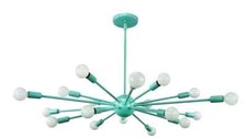 Sputnik Atomic Starburst Chandelier Sea Foam Green Mid Century Modern 18 Arms