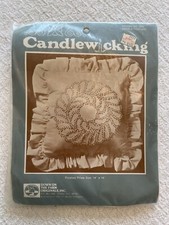NEW 1980s Candlewicking Double Feather Pillow Kit 14x14 Vintage Embroidery