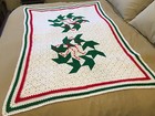 Handmade Afghan Throw / Blanket - From Designer Collection - Christmas Red Bows