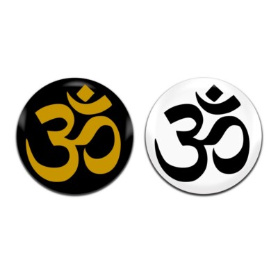 2x Om Mantra Hinduismus Hindu 25 mm / 1 Zoll D Pin Button Anstecker