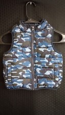 Gymboree Blue Camo Sleeveless Puffer Vest Sz 12-24 Months Jacket Unisex Full Zip