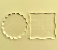 2 Medium Size Clear Acrylic Stamp Block Round and Square