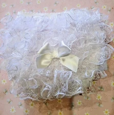 White Ruffled Lace Diaper Cover For Babies