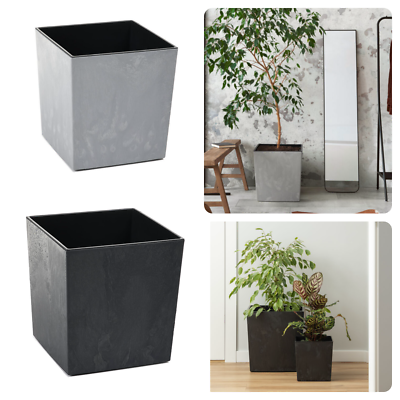 Pflanzkbel Quadratisch Beton Optik Einsatz Blumentopf Eckig Grau Schwarz  Wrfel
