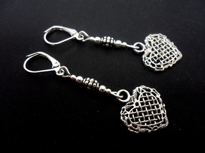 Rhinestone Clip On Earrings Handmade Tibetan Silver Leaf Dangle - Foto 5