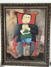 1997 Oil Painting “Father & Son” by Famous Artist Billy Monsalve Duffo 36”x46”