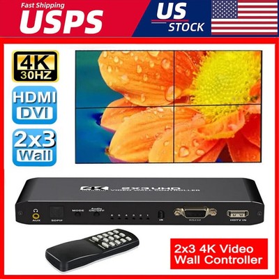 4K 2x3 Video Wall Controller Processor 1x2 1x3 1x4 2x2 3x2 4x1 DVI HDMI Switcher