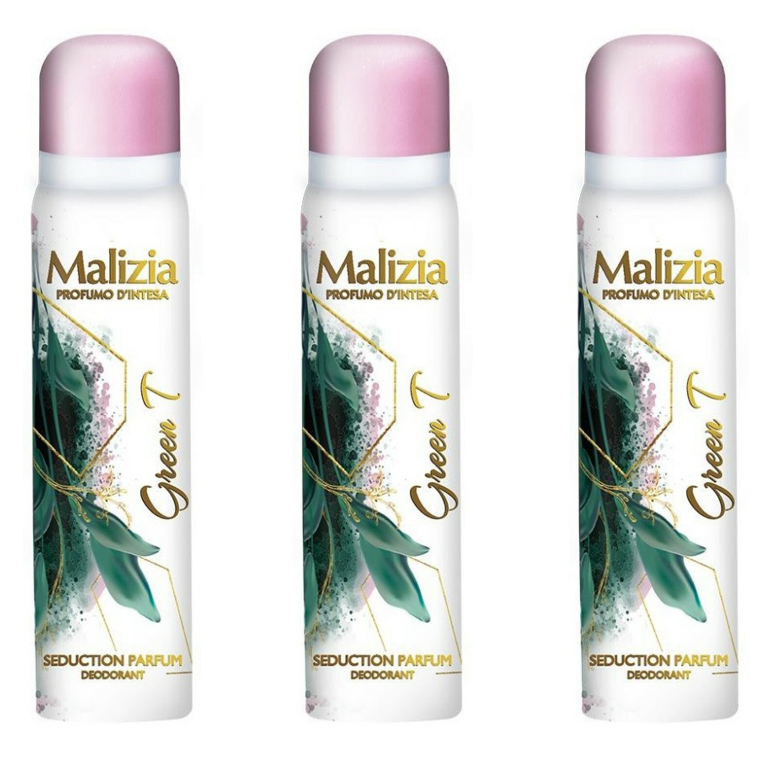 3 pezzi MALIZIA PROFUMO D'INTESA GREEN T Deodorante corpo spray deo 100ml