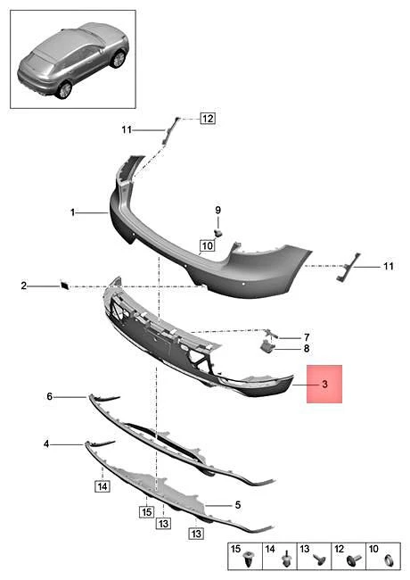 Genuine PORSCHE Macan 95B Spoiler Rear Black 95B807521AC1E0 | eBay 