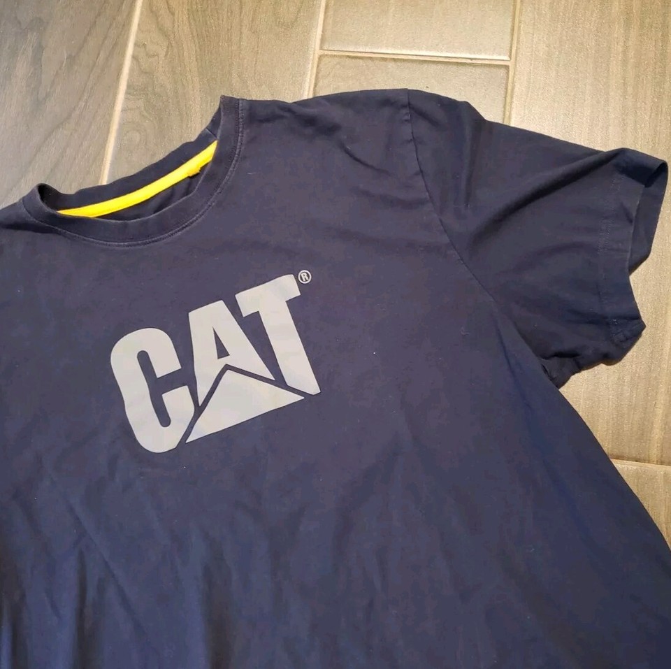 CAT Men's Shirt Size XLarge Blue Short Sleeve Logo Graphic Tee